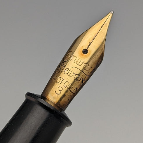 British Vintage Conway Stewart Fountain Pen Pencil Set Black Boxed